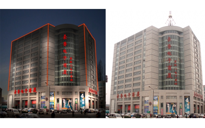 豪魯電子商廈發(fā)光標(biāo)識(shí)，壓克力發(fā)光大字